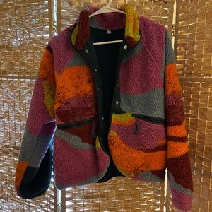 Free people hit the slopes printed fleece jacket
